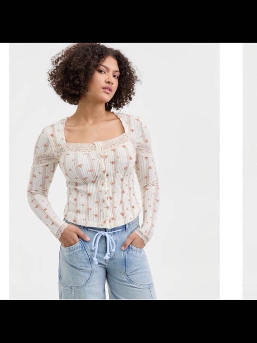 NWT free people women’s let’s party cardi- print square neck top size medium